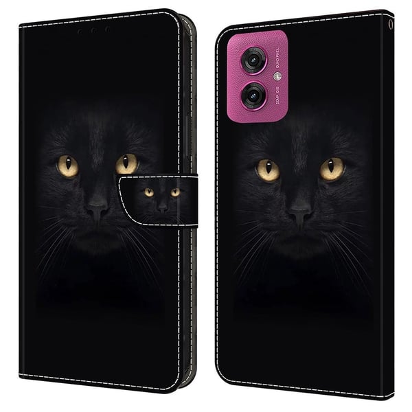 Wonderland Motorola Moto G55 flip-etui - Svart Katt