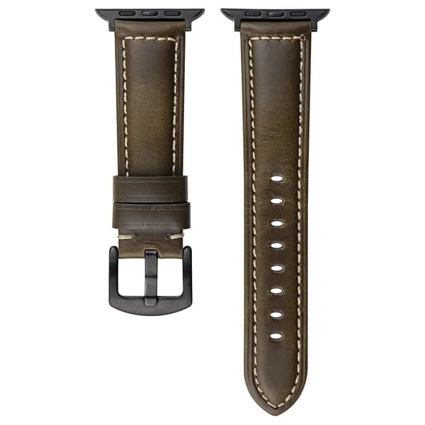 Armbånd til Apple Watch Series 10 46 mm ekte okseskinnrem - Mørkebrun