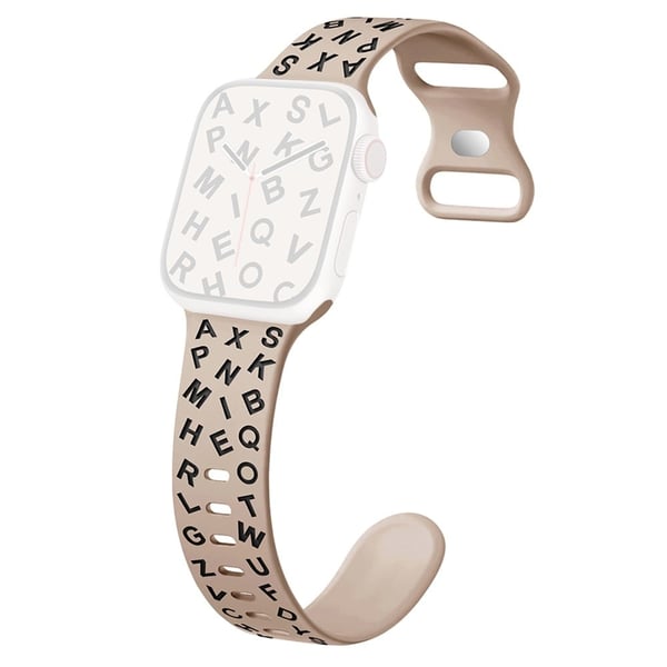 KALEBOL Alphabet Silikonrem Apple Watch Series 10 46mm Epoxy Band - Valnøtt + Svart