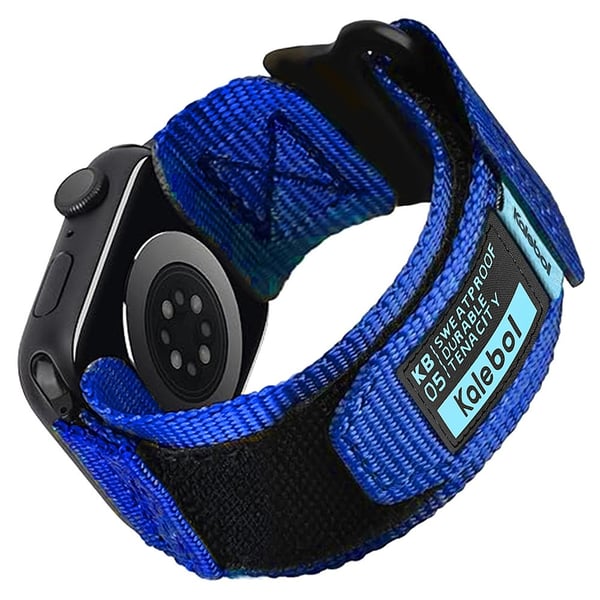 KALEBOL Nylon klockarmband Apple Watch Series 10 42mm med magisk tejp - Blå