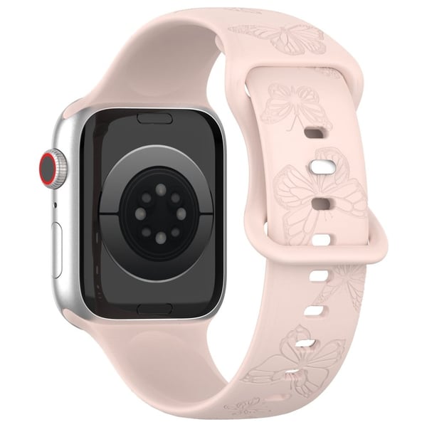 KALEBOL Butterfly Imprint-klokkerem Apple Watch Series 10 46 mm silikonarmbånd - Lyserosa
