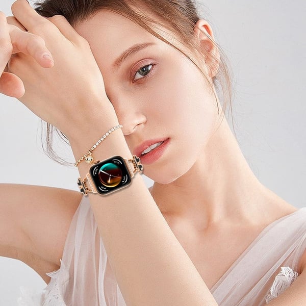 Metallbånd Hjertekløverdekor Huawei Watch Fit 3 Armbåndsarmbånd Erstatning - Rose Gull