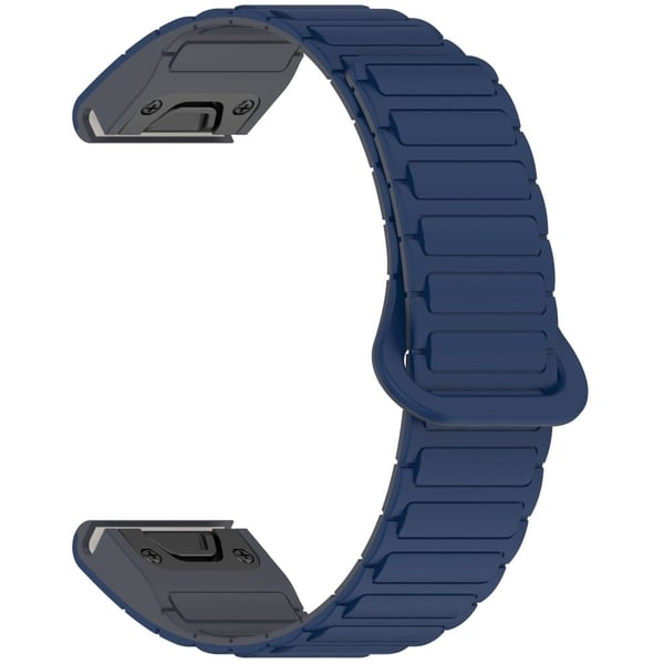 26mm magneettinen kellonauha Garmin Fenix 8 51mm / Enduro 3 / Enduro 2 Quick Release pehmeä silikonihihna - Keskiyön Sininen + Harmaa