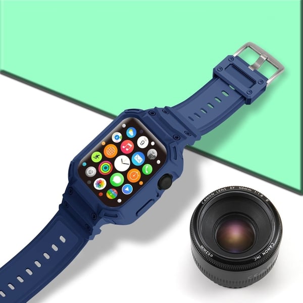 Apple Watch Series 10 46 mm mykt, fleksibelt klokkerem med integrert urkasse - Midnattsblå