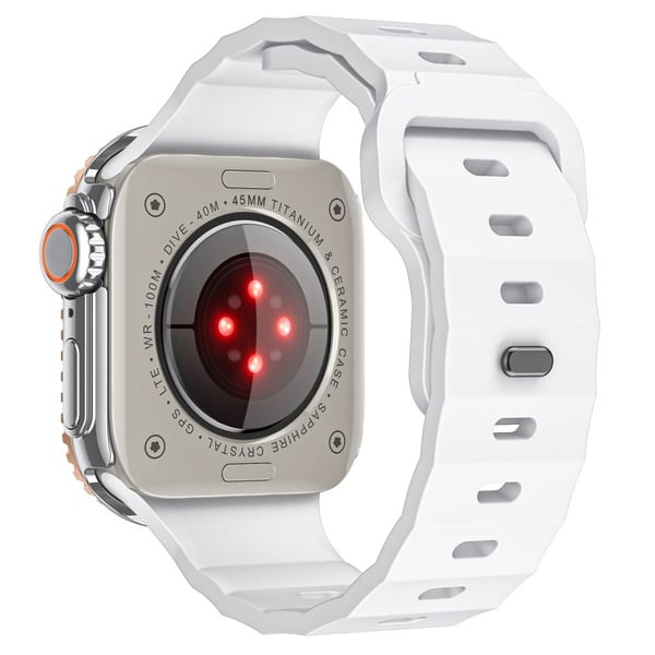 Fluorubber-klokkerem Apple Watch Series 10 46mm Wave Band - Hvit
