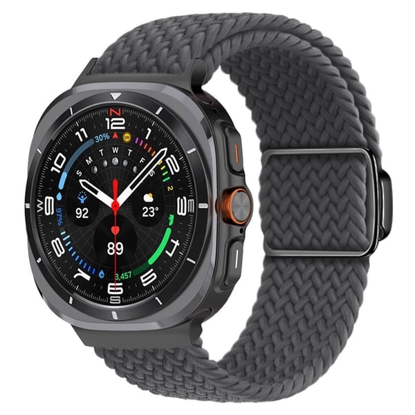KALEBOL Samsung Galaxy Watch Ultra 47 mm klokkerem med magnetisk spenne, flettet armbånd - Space Grey + Svart Spenne