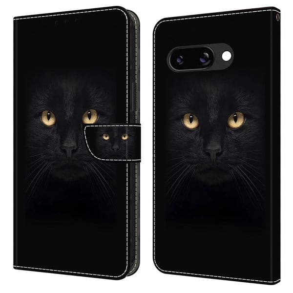 Wonderland Google Pixel 9a flip-etui - Svart Katt