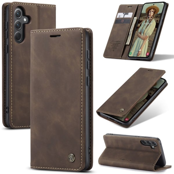 CaseMe Samsung Galaxy A36 vintage-etui - Kaffe