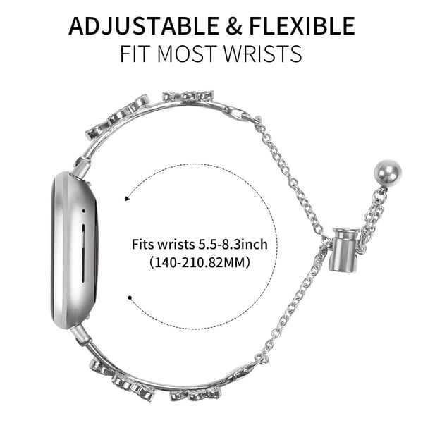 Metalarmbånd Fitbit Versa 4 / Sense 2 Heart Clover Decor Erstatningsrem - Sølv
