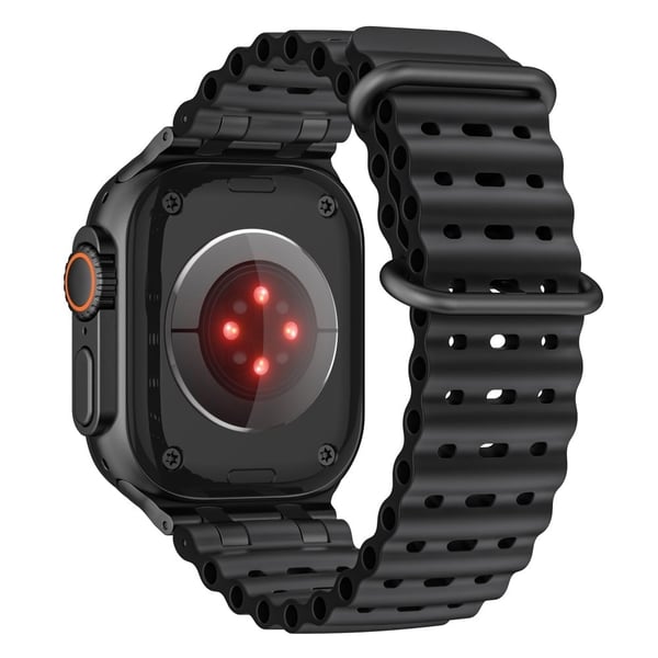 Ocean Watch Strap Apple Watch Series 10 46mm silikonerem - Sort + Sort Spænde