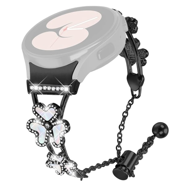 Metallarmbånd med kontakt Samsung Galaxy Watch7 44mm / 40mm Heart Clover Decor Watch Strap - Svart