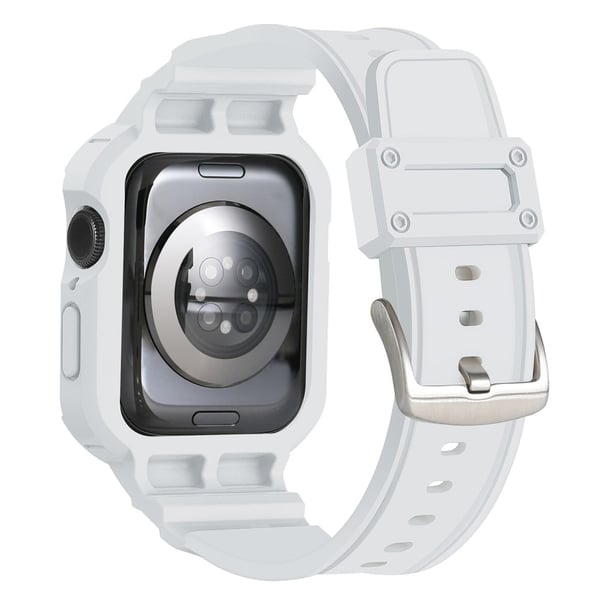 Apple Watch Series 10 46 mm mykt, fleksibelt klokkerem med integrert urkasse - Hvit