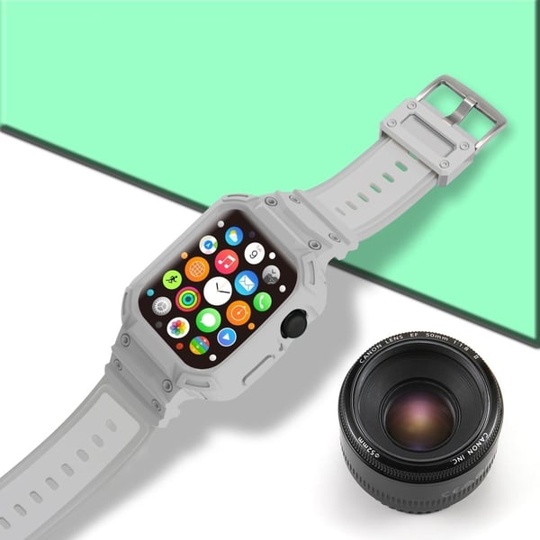 Apple Watch Series 10 42 mm mykt, fleksibelt klokkerem med integrert urkasse - Lysegrå