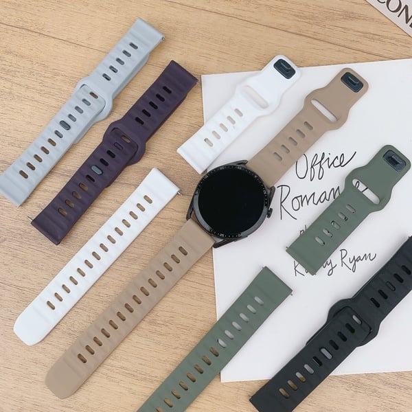22 mm klokkerem Huawei Watch GT 5 Pro / GT 5 / GT 4 46 mm hurtigutløsende firkantet spenne silikonstripe - Hvit
