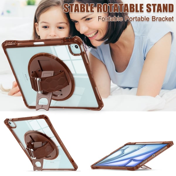 iPad Air 13 (2024) / iPad Pro 12.9 (2022) / (2021) / (2020) / (2018) Case Kickstand Bump resistant, Flexible Acrylic Clear Tablet Cover - Chocolate Co