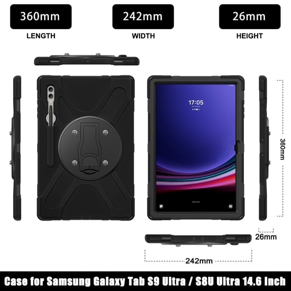 Samsung Galaxy Tab S10 Ultra X920 / S9 Ultra X910 / S8 Ultra X900 X906 Case Kickstand Bump Resistant Silicone Tablet Cover