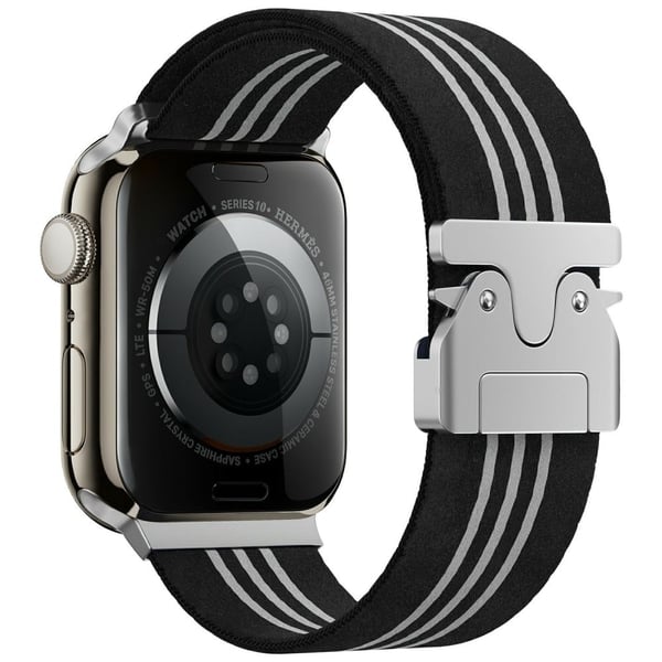KALEBOL Nylonklokkearmbånd Apple Watch Series 10 42 mm fallskjermspenne - Svart + Svart