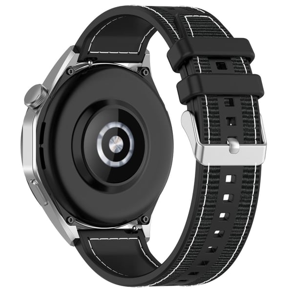 KALEBOL 22mm Silikon+Nylon Klokkerem Samsung Galaxy Watch3 45mm / Huawei Watch GT 4 46mm Armbånd - Svart