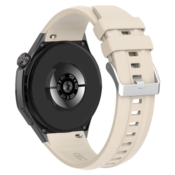 Huawei Watch GT 5 Pro 46 mm silikonklokkerem Justerbar reim med sølvspenne - Elfenbenshvit