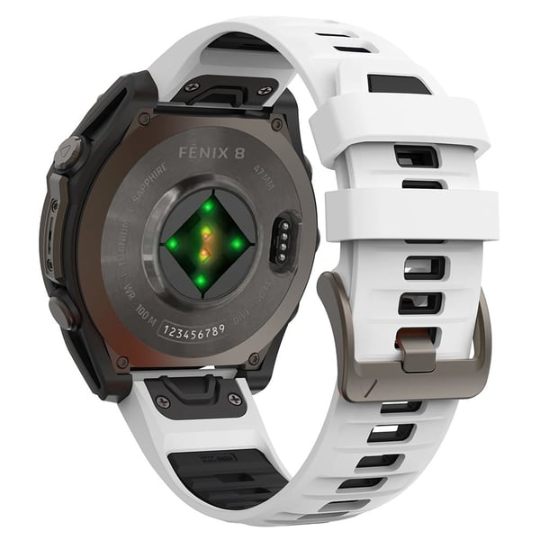 KALEBOL QuickFit 22mm kellohihna Garmin Fenix 7 Pro / 7 / 6 Pro kaksivärinen silikoniranneke - Valkoinen + Musta