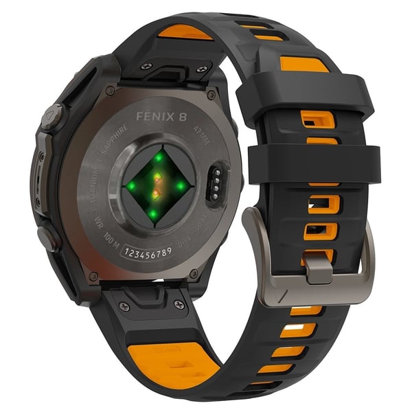KALEBOL QuickFit 22 mm klokkerem Garmin Fenix 7 Pro / 7 / 6 Pro Dual Color Silikonarmbånd - Svart + Oransje