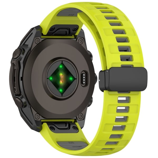 22 mm klockarmband Garmin Fenix 8 47 mm / Fenix E 47 mm / Quatix 7 Pro Andningsbart silikonarmband med magnetiskt viklås - Lime + Grå