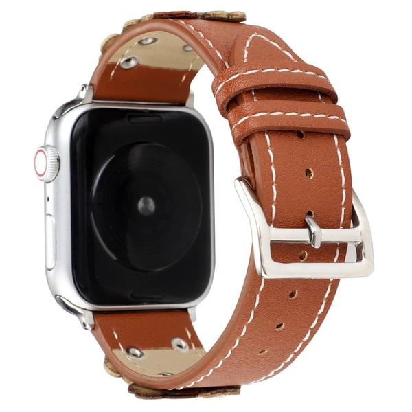 Armbånd Apple Watch Series 10 42 mm blomstret lærrem - Brun