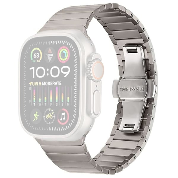 Armbånd Apple Watch Series 10 46mm 1-Perle Bamboo Link rustfritt stålarmbånd - Titan Armbånd Apple Watch Series 10 46mm 1-Perle Bamboo Link rustfritt stålarmbånd - Titan