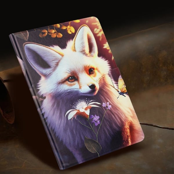Lenovo Tab M11 TB-330FU Case Pattern Printed Stand Litchi Texture Leather Tablet Cover with Card Slots - Fox