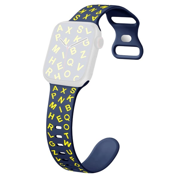 KALEBOL Alphabet Silikonrem Apple Watch Series 10 46mm Epoxy Band - Midnattsblå + Gul