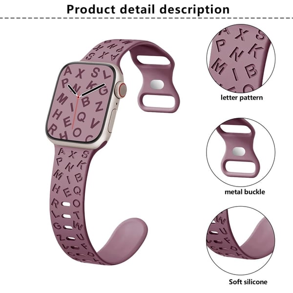 KALEBOL Alphabet Silikonrem Apple Watch Series 10 46mm Epoxy Band - Midnattsblå + Hvit