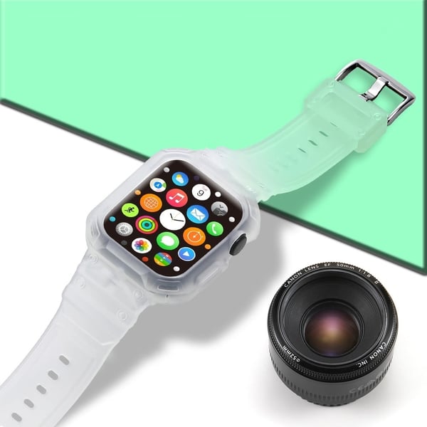 Apple Watch Series 10 42 mm mykt, fleksibelt klokkerem med integrert urkasse - Matt Gjennomsiktig