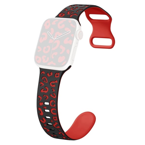 KALEBOL Leopard silikonarmbånd Apple Watch Series 10 42mm Dual Color Strap - Svart + Rød