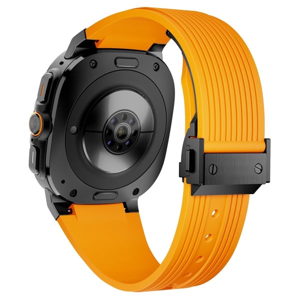 Samsung Galaxy Watch Ultra 47 mm silikonarmbånd med svart kontakt og svart spenne - Oransje