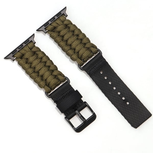 Nylonklokkerem Apple Watch Series 10 42mm Single Loop-armbånd - Militærgrønn