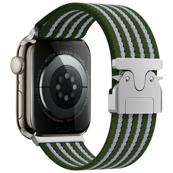KALEBOL Nylonklokkearmbånd Apple Watch Series 10 46 mm håndleddsrem - Grønn + Grønn