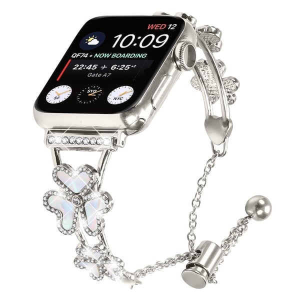 Metallarmbånd med hjertekløverdekor Apple Watch Series 10 42 mm klokkearmbånd - Stjernelys