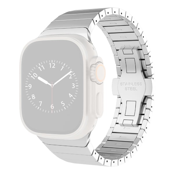 KALEBOL Urrem i rustfrit stål Apple Watch Series 10 46mm Beaded Bamboo Link Strap - Sølv