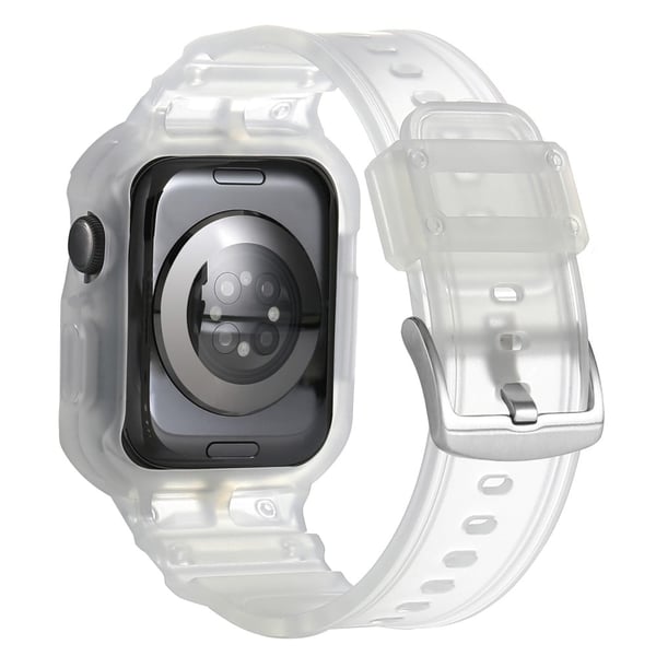 Apple Watch Series 10 46 mm mykt, fleksibelt klokkerem med integrert urkasse - Matt Gjennomsiktig