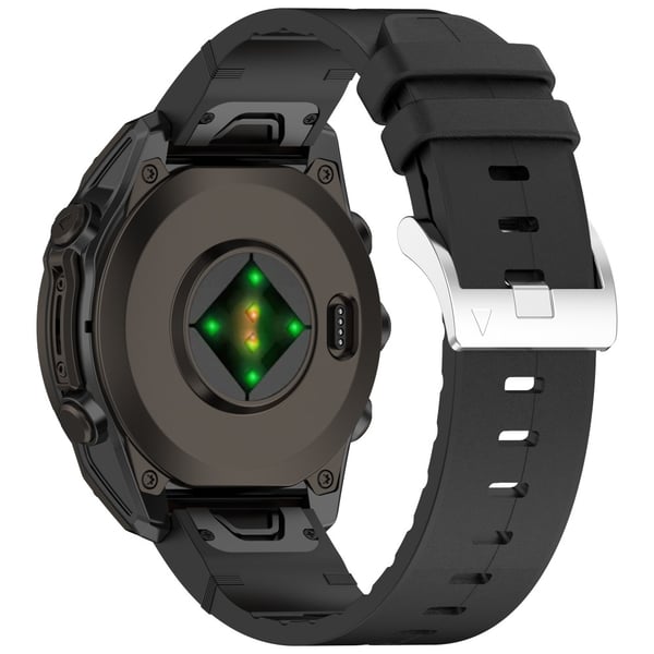 26 mm klokkerem Garmin Enduro 3 / Fenix 8 51 mm / Instinct 2X Lærbelagt silikonarmbånd med justerbar lengde - Svart