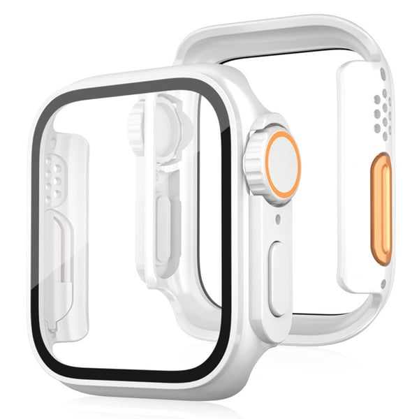 Støtbestandig klokkeveske Apple Watch Series 10 / 3 / 2 / 1 42mm beskyttelsesdeksel med herdet glassfilm - Hvit