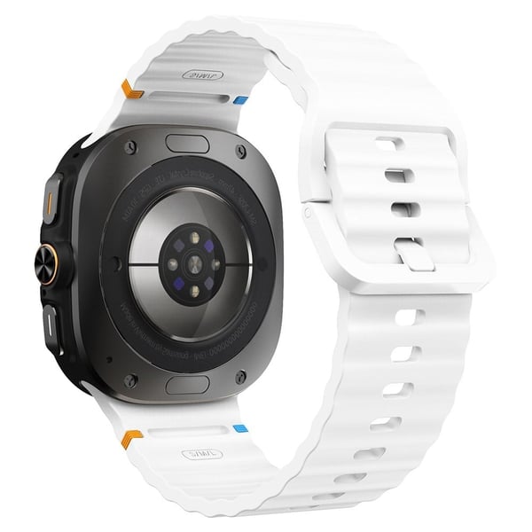 Samsung Galaxy Watch Ultra 47mm Silikone Urrem Wave Stitching Armbånd - Hvid
