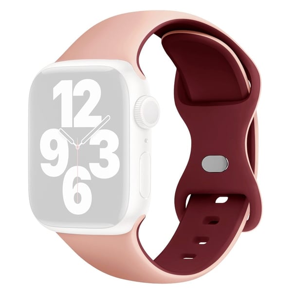 KALEBOL Silikonklokkerem Apple Watch Series 10 42mm Butterfly Buckle Band - Rosa + Vinrød