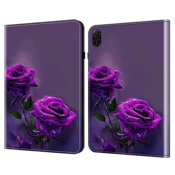 Honor Pad X8a Asia Flip Stand Nahka Tabletin kansi kuvio painettu - Violetti Ruusu