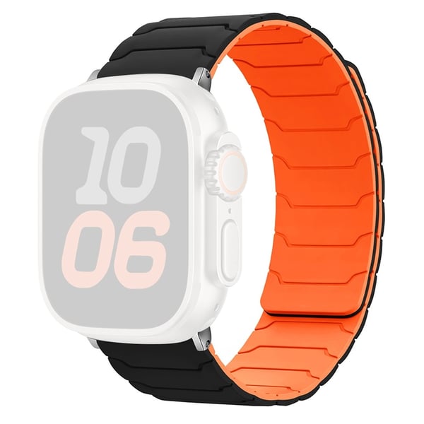 KALEBOL Silikon magnetisk klokkerem Apple Watch Series 10 46mm - Svart + Oransje