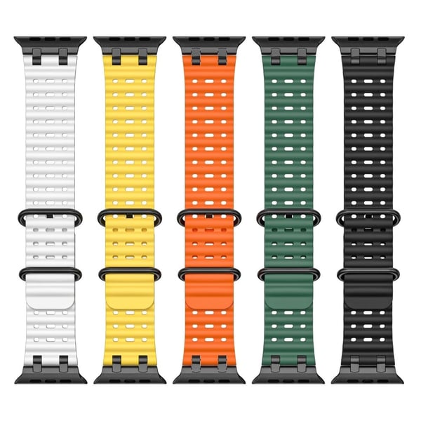 Ocean Watch Strap Apple Watch Series 10 46 mm silikonarmbånd - Grønn + Svart Spenne