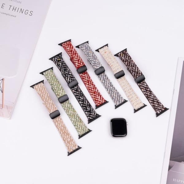 Ekte kuskinn + ullarmbånd Apple Watch Series 10 42 mm håndleddsrem - Grå