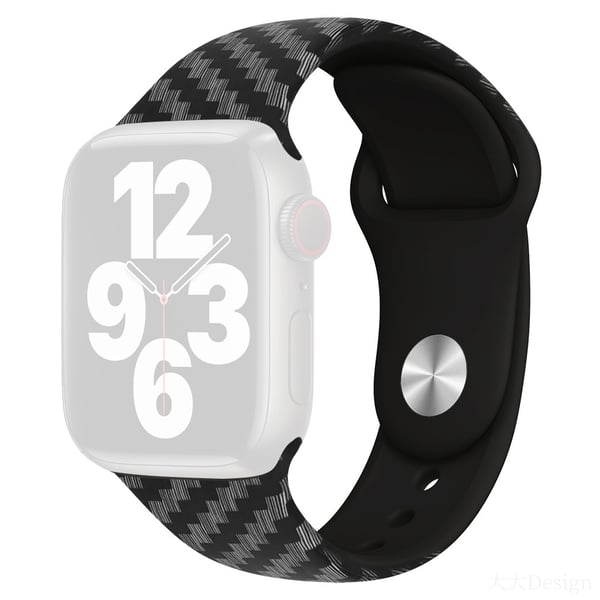 KALEBOL Morandi Silikonarmbånd Apple Watch Series 10 46mm Armbånd - Karbonfiber Svart