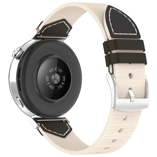 Nylon + denimrem Huawei Watch GT 5 Pro 42mm / GT 5 41mm / GT 4 41mm Universal 18mm Watchband - Svart + Hvit