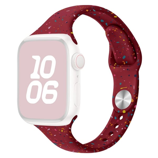 KALEBOL Silikonklokkerem Apple Watch Series 10 42 mm Fargerike flakarmbånd - Vinrød